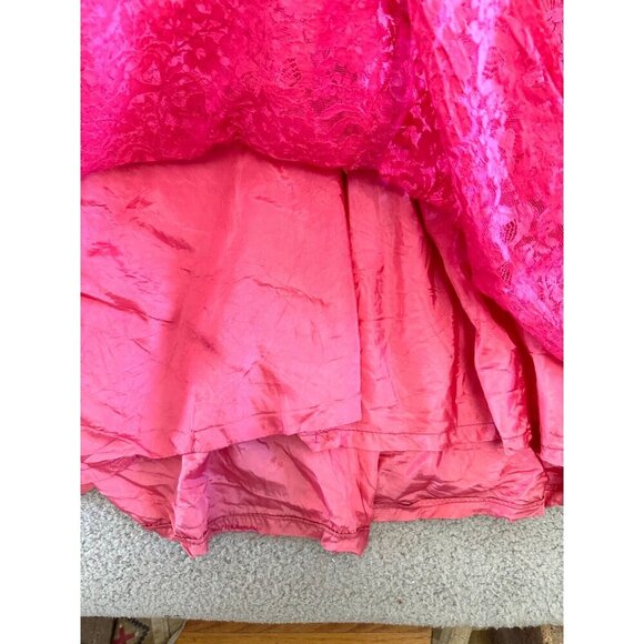 Vintage 50s Anns Vogue Shoppe Dress Small Midi Full Skirt Pink Lace Bubble - Picture 8 of 16